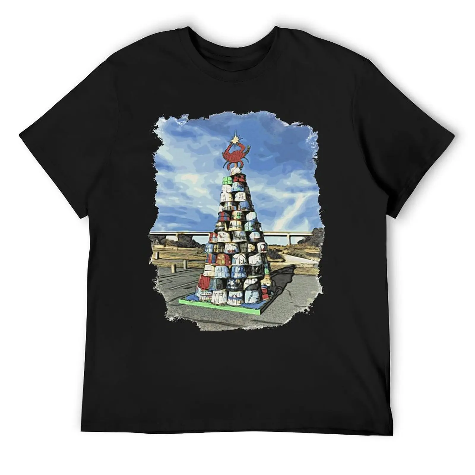 

Crab Basket Christmas Tree in Watercolor T-Shirt blue archive funny gifts Anime t-shirt mens funny t shirts