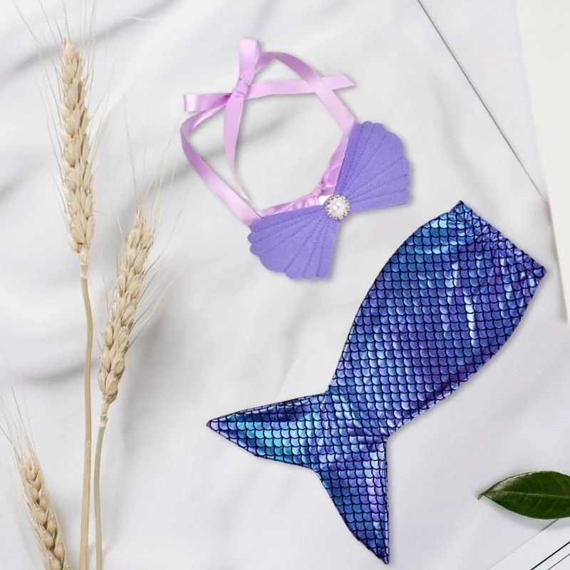 Photo Props for Girl 0-1 Year Themed Outfit Newborn Photography Props Toddler Photo Bra Tail Costume 4XBC