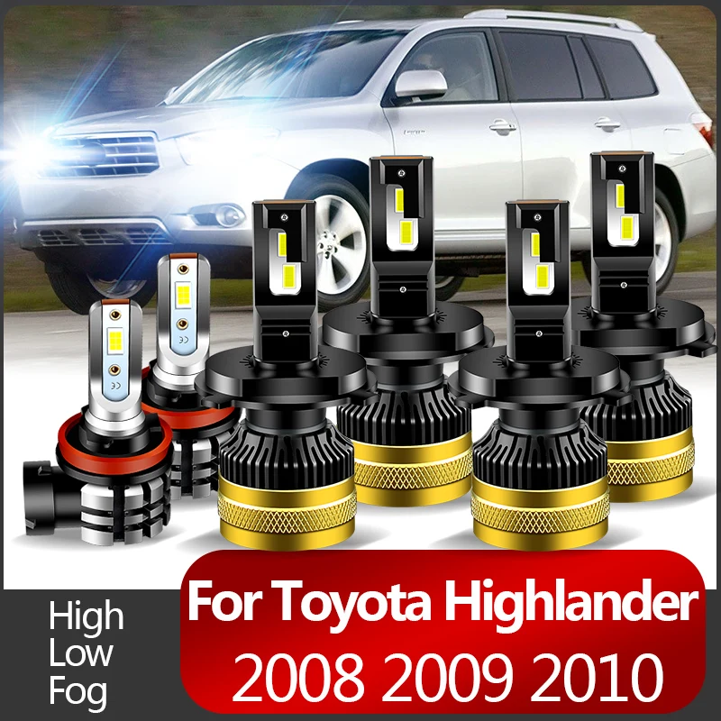 

2 шт. 30000 лм Canbus для Toyota Highlander 2008-2010, высококачественные автомобильные светодиодные фары, дальний свет, ближний свет, противотуманные фары 6000k