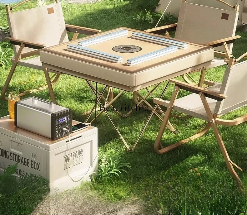 

Outdoor camping] Mobile mahjong machine automatic dining table dual-purpose mahjong table