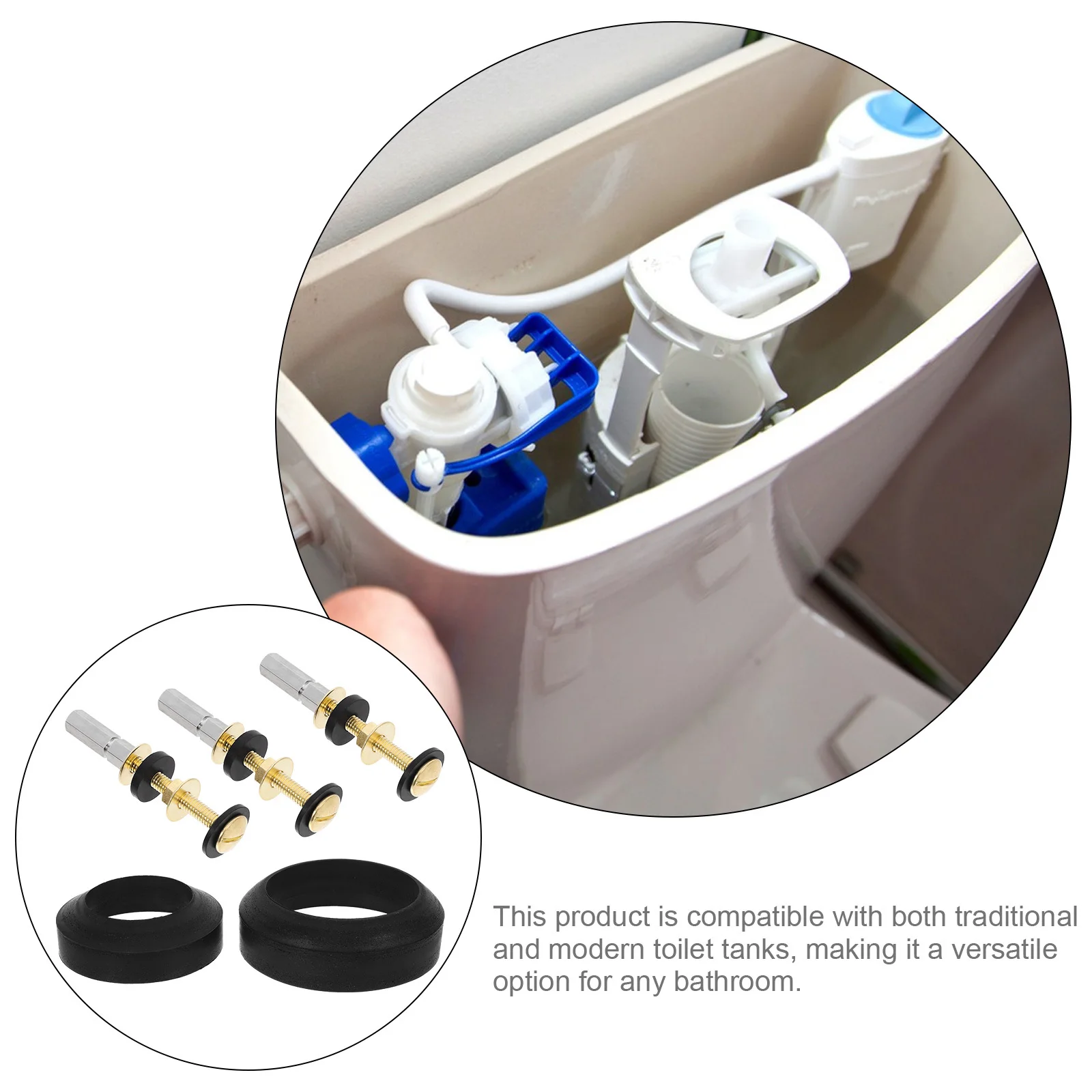 

1Set Toilet Tank Bolts Gasket Replacement Kit Multi Parts Durable Seal Ring Easy Install Compatible with Traditional Modern