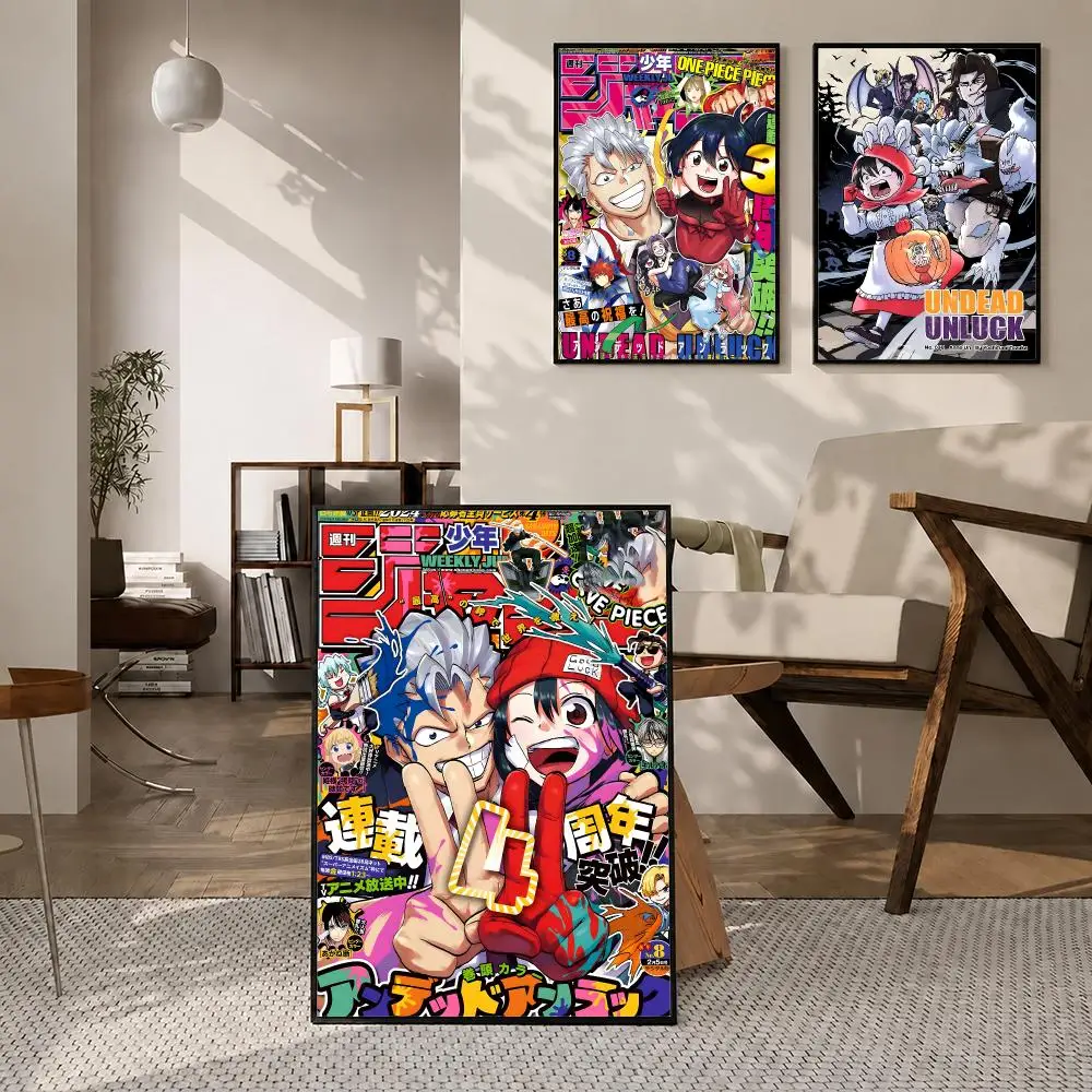 Anime Undead Unluck Poster Poster Room Wall Art Decor Waterproof Stickers For Home Bar Bedroom Decoration