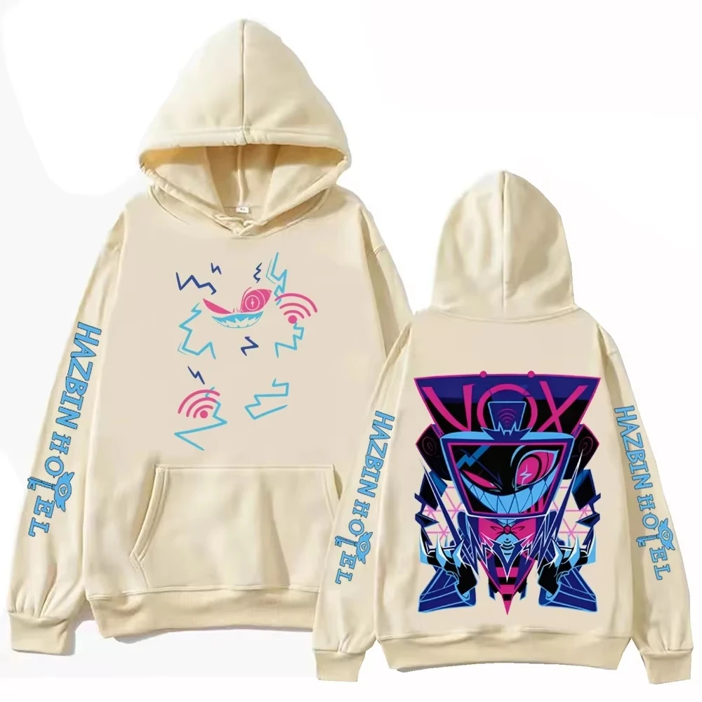 Hazbin Hotel Vox Grafik-Hoodie, Unisex, Anime-TV-Dämonen-Print, lässiger Oversize-Sweatshirt, Harajuku-Streetwear, Kapuzenpullover, Oberteil – Detail 5