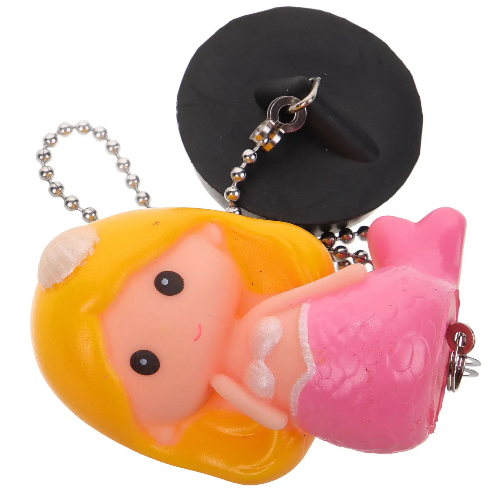 

Заглушка для слива в ванне в стиле русалки, резиновая, с цепочкой, подходит для большинства ванн, без протечек, многоразовая, герметичная, для ванной.