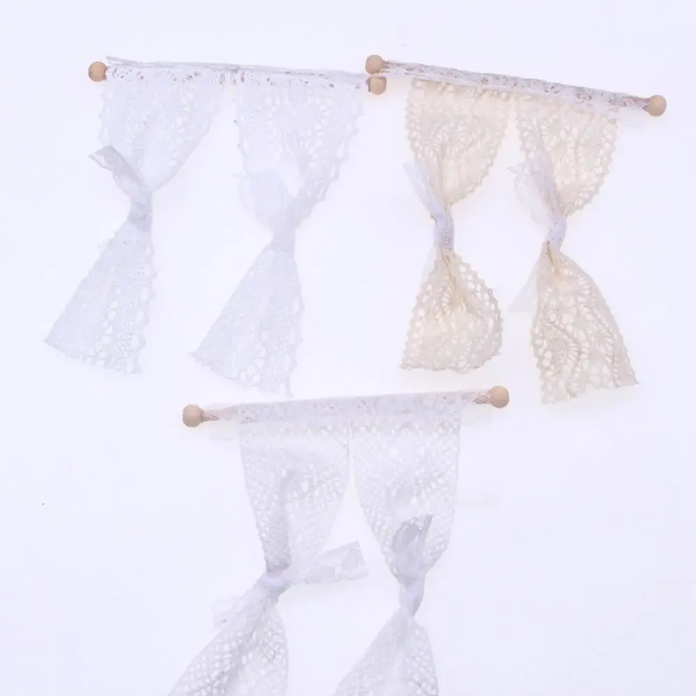 Lace Dollhouse Miniature Curtain OB11 1/12 Scale Dollhouse Decor Accessories Model Furniture 1:12 Doll House