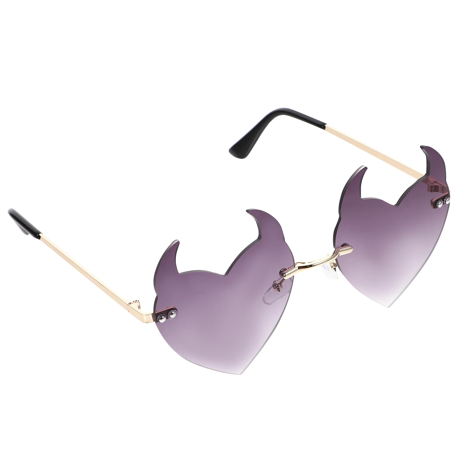 

Stylish Frameless Heart Shaped Horn Sunglasses Trendy Rimless Eyewear For Wearable Accessory Costume Glasses
