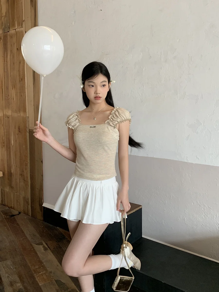 تي شيرت صيفي بأكمام قصيرة للنساء بتصميم كتف جذاب وعصري، قصير الطول، عالي الجودة، مصنوع من مزيج البوليستر، مناسب للارتداء اليو... #5