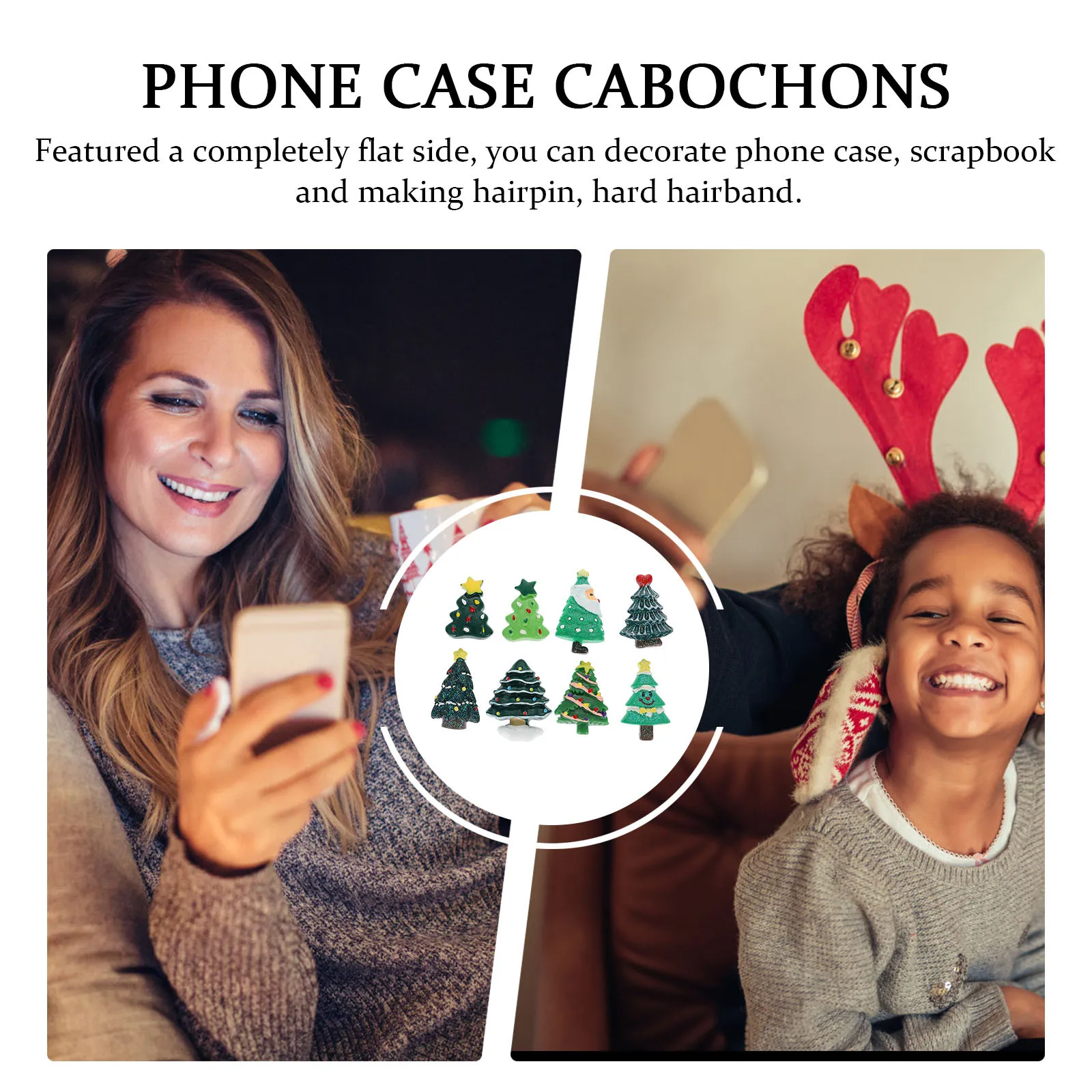 

24Pcs Christmas Tree Pendants Flat Back Cabochons for DIY Jewelry Phone Case Decoration Craft Kit Family Fun Activity Resin