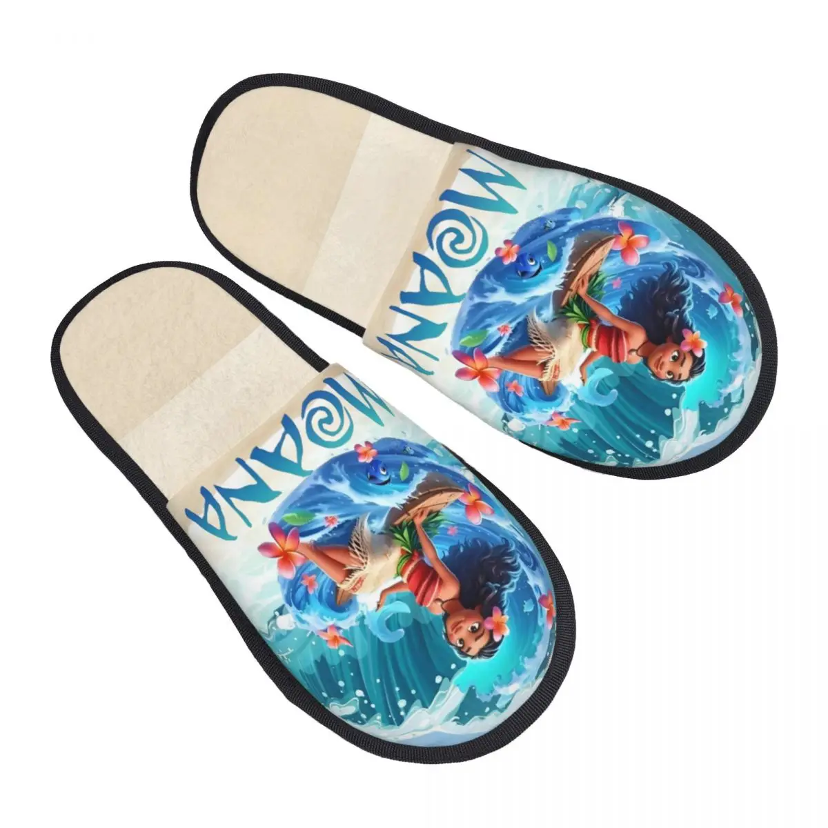 

Изготовленные на заказ тапочки из пены с эффектом памяти Моаны, женские мягкие теплые домашние тапочки из фильма музыкальных приключений