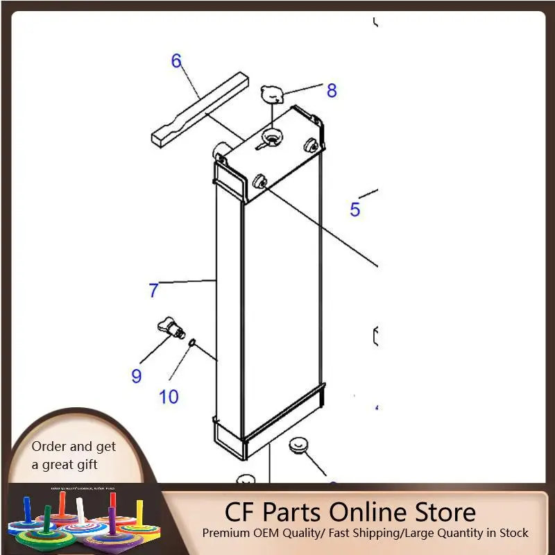 Water Tank Radiator 205-03-31111 For Komatsu Excavator PC200-8E0 PC200LC-8E0