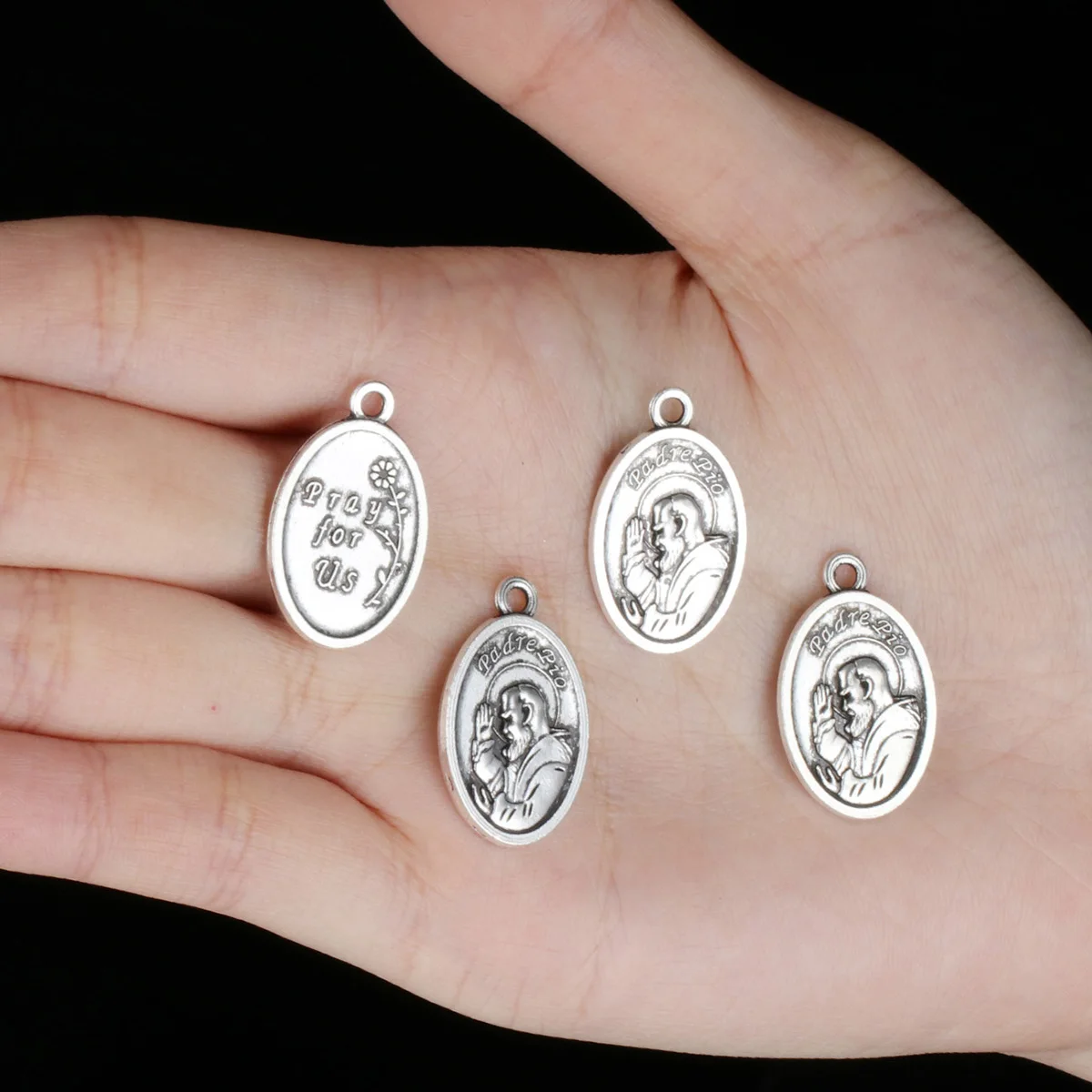 10Pcs Patron Saint Padre Pio Pendants Catholic St. Padre Pio Charms for DIY Necklace Jewelry Making Accessories