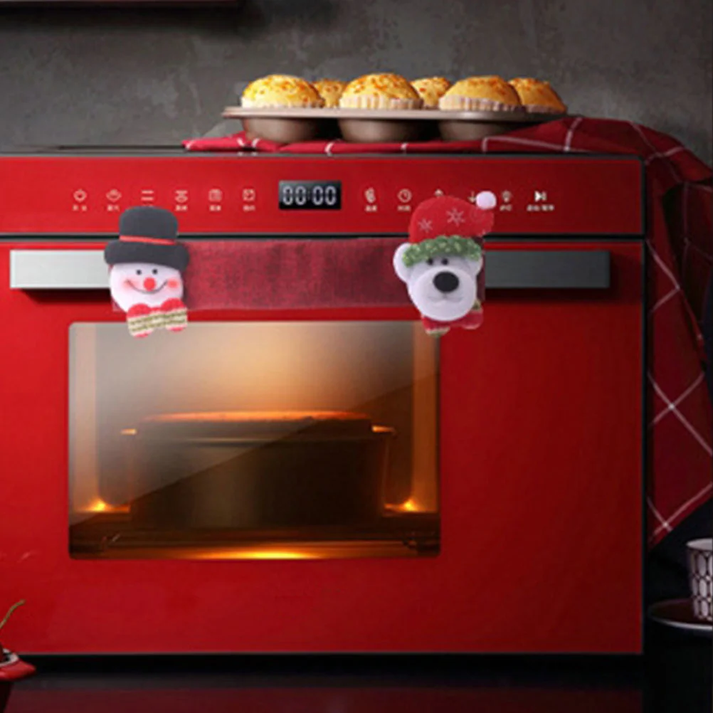 

4Pcs Christmas Refrigerator Door Handle Cover Premium Cloth Material Washable Kitchen Appliance Protector for Fridge Oven