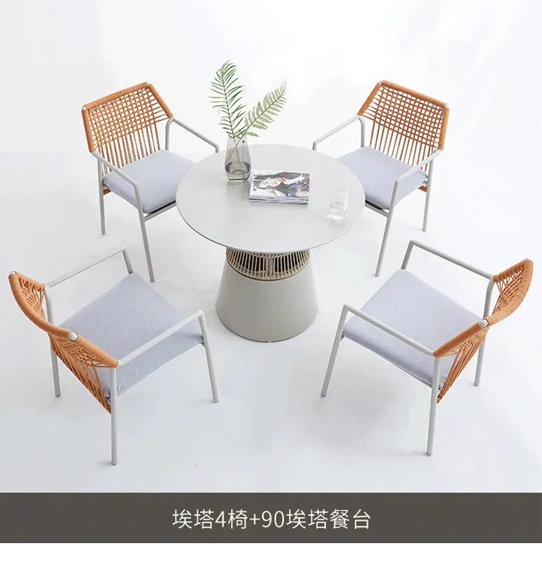 

Courtyard Terrace Home Bed and Breakfast Internet celebrity rattan chair tea table three-piece set