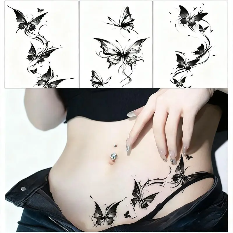Minimalist Temporary Tattoo Stickers Waterproof Long Lasting Elegant Fake Tattoos For Women Men Delicate Line Flower Letter Patt