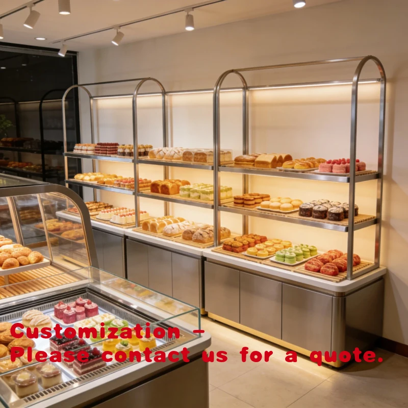custom.Refrigerated or Non Refrigerated Cake Display Cabinet Custom Size Stainless Steel Supermarket Retail