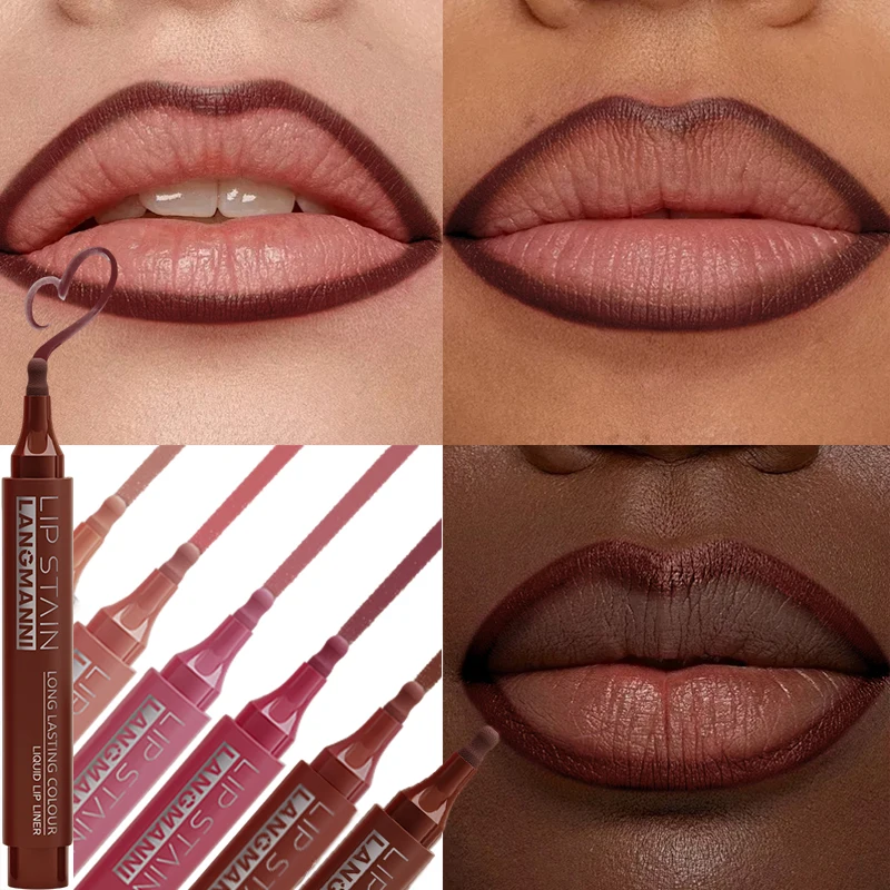 Donkerbruine vloeibare kleurstof lipliner pen waterdicht mat fluwelen lippenstift sexy roodbruine tint lipvorm correctie lip make-up vrouwen