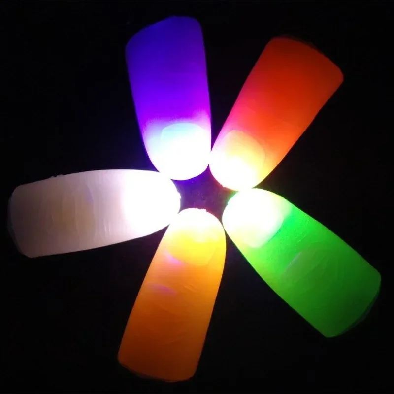 Juego de 2 pulgares mágicos para adultos, accesorios de truco de magia, Luz Azul Led, dedos intermitentes, juguetes de fiesta de Halloween para niños