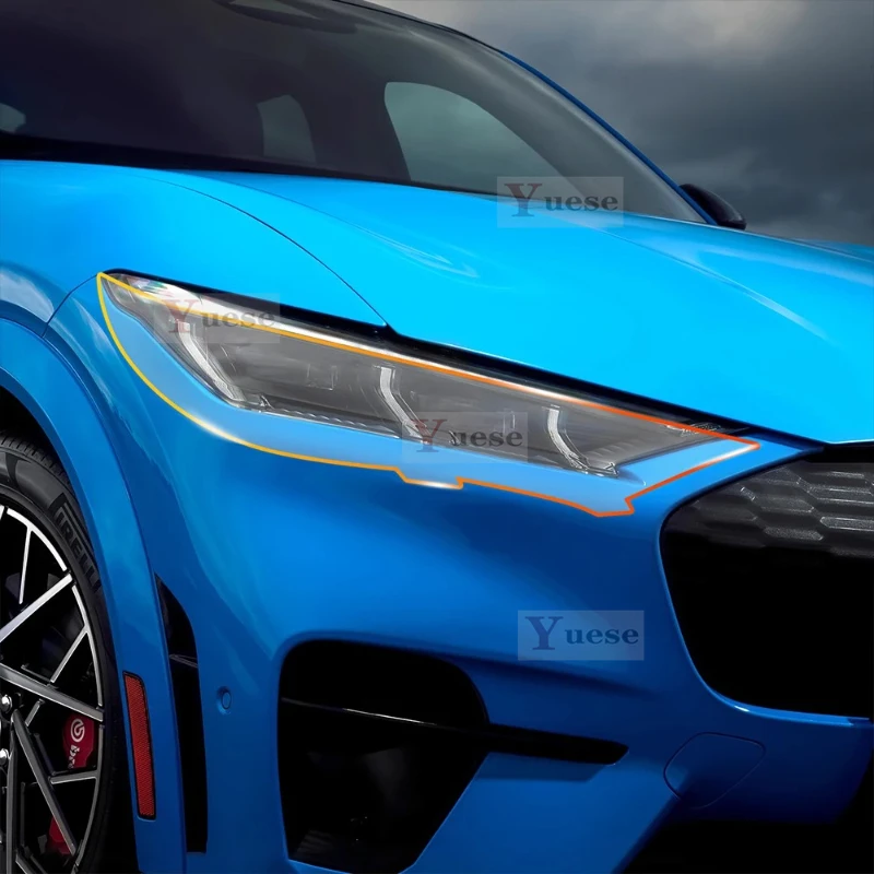 

Для Ford Mustang Mach-E GT 2022 2023 2 шт. защитная пленка для фар автомобиля прозрачная дымчатая черная наклейка из ТПУ