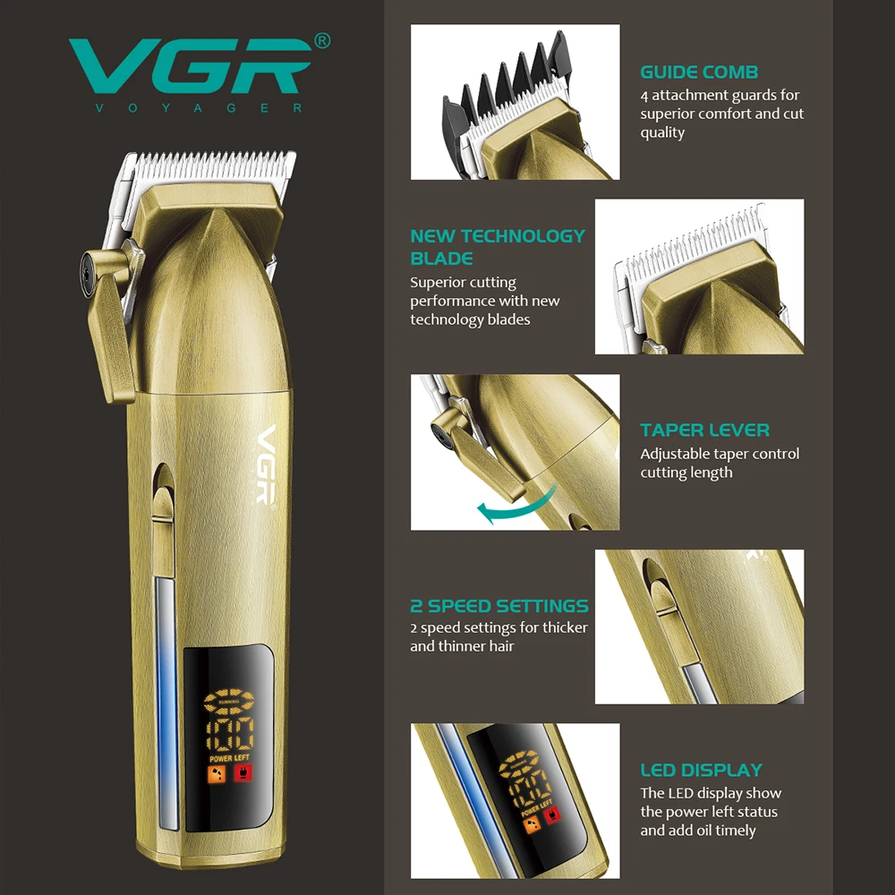 Profissional Cordless Hair Clipper para homens, aparador de cabelo recarregável, máquina de corte, barbeiro acessórios, corte Machin Beard