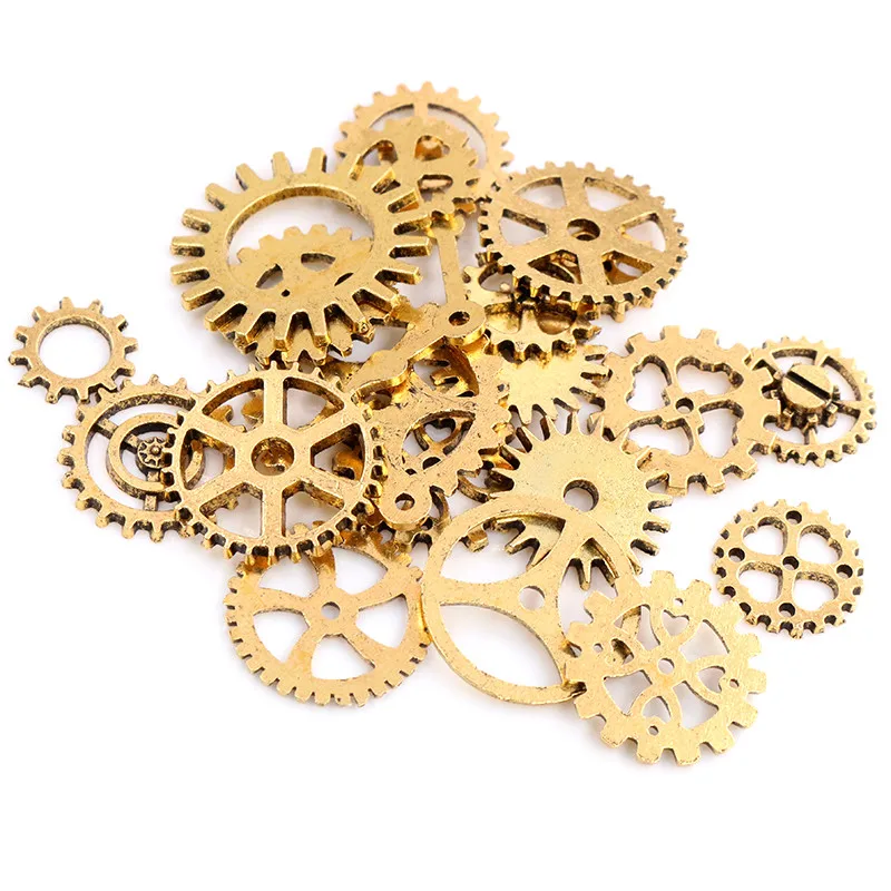 50PCS 8 Color Fashion Size Mix Alloy Mechanical Steampunk Cogs & Gears Diy Accessories  Drop ship