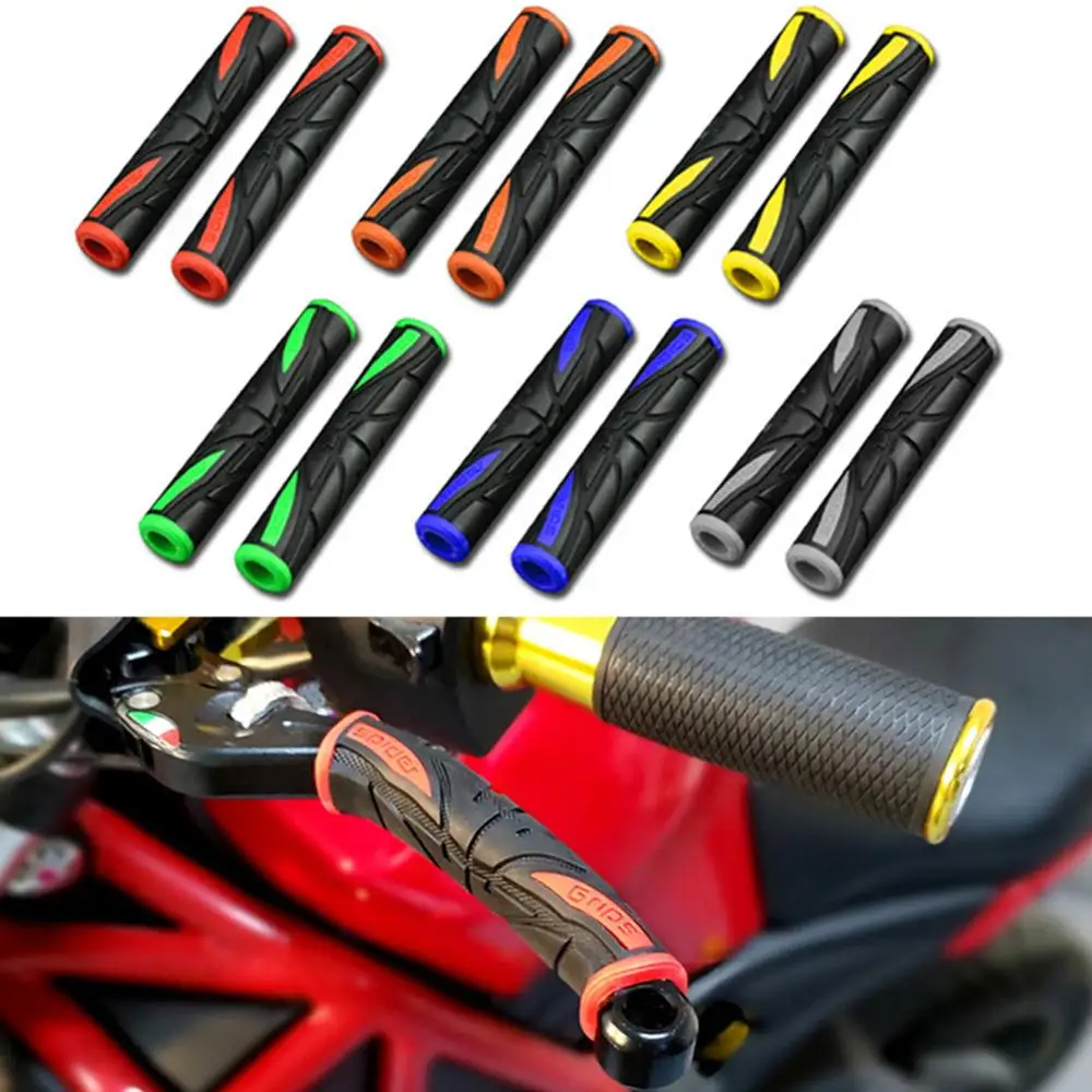 2pcs Motorcycle Rubber Soft Handle Bar Motorcycle Bike Handlebar Cover Anti-Slip Brake Lever Grips Protector Handlebar Cover