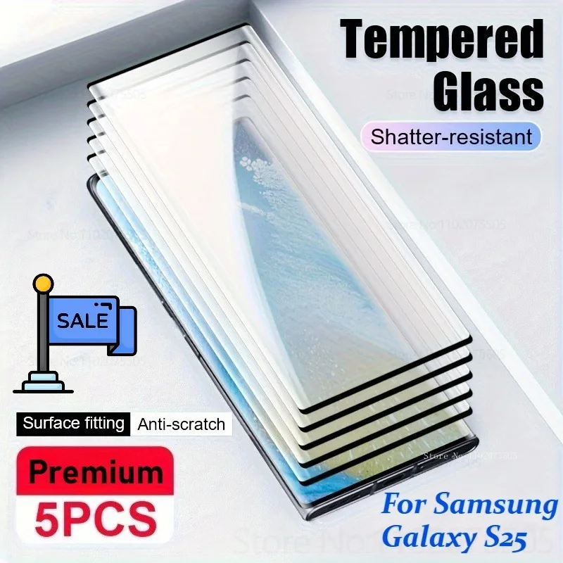 

5 шт. защитные пленки из закаленного стекла премиум-класса для Samsung Galaxy S25 Ultra S25 Plus S25 Edge с полным покрытием от краев до краев, подходят для изогнутых краев