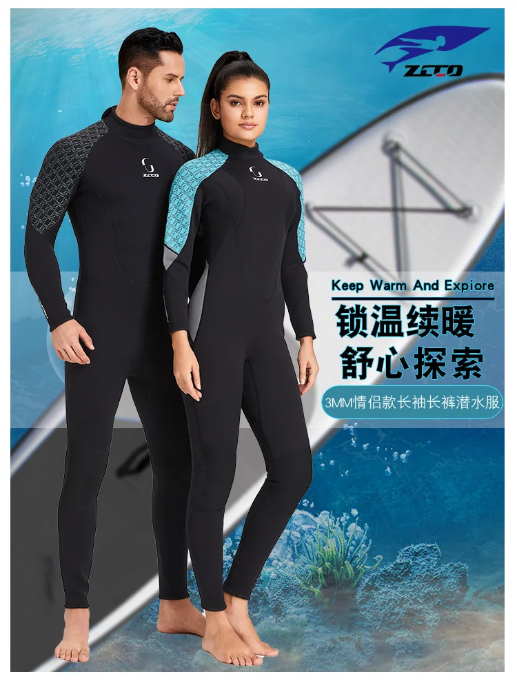 3 مللي متر النيوبرين بذلة الرجال الغوص بدلة كاملة Spearfishing ملابس السباحة الغوص تصفح قطعة واحدة مجموعة الدفء ملابس السباحة النساء