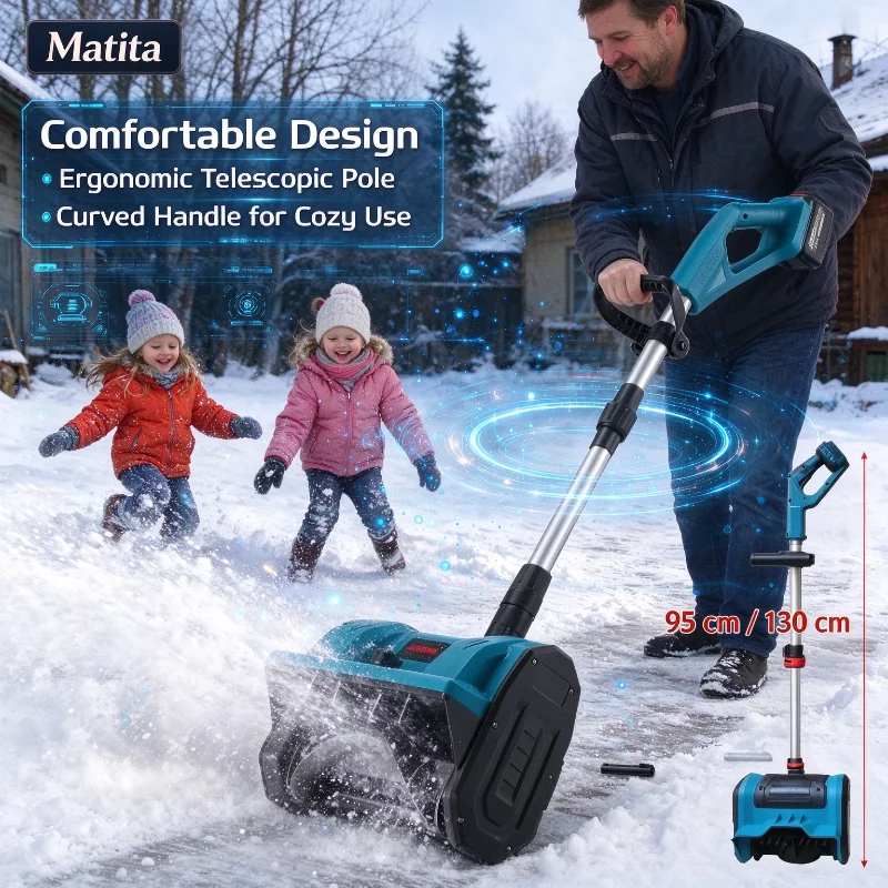 21V Wireless Snow Blower Ergonomic Auxiliary Handle Electric Snow Shovel for Garden Walkways Compatible with Makita 21V Battery.