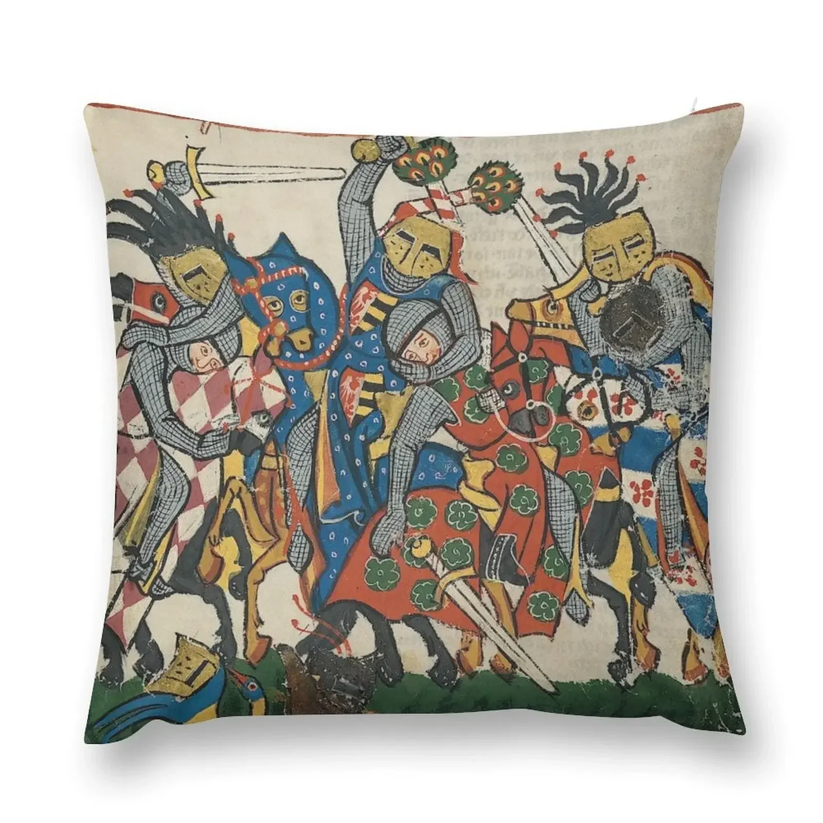 Tournament (14th century) - Codex Manesse Throw Pillow Cushions For Decorative Sofa Cushion Cover Set pillow