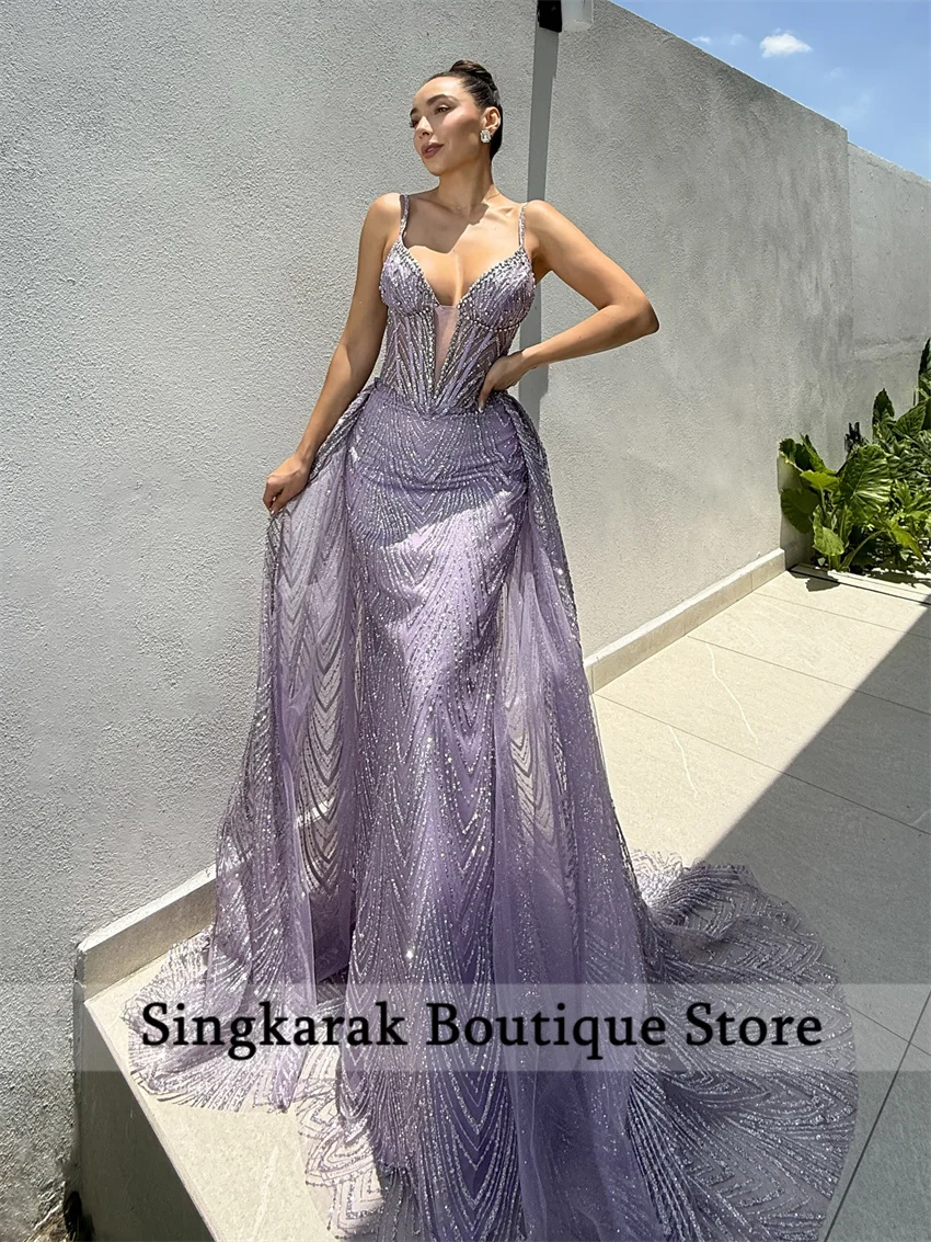 

Elegant Purple Evening Dress 2025 Crystal Diamonds Elegant Beading Formal Prom Party Gown Wedding Party Gowns Customized