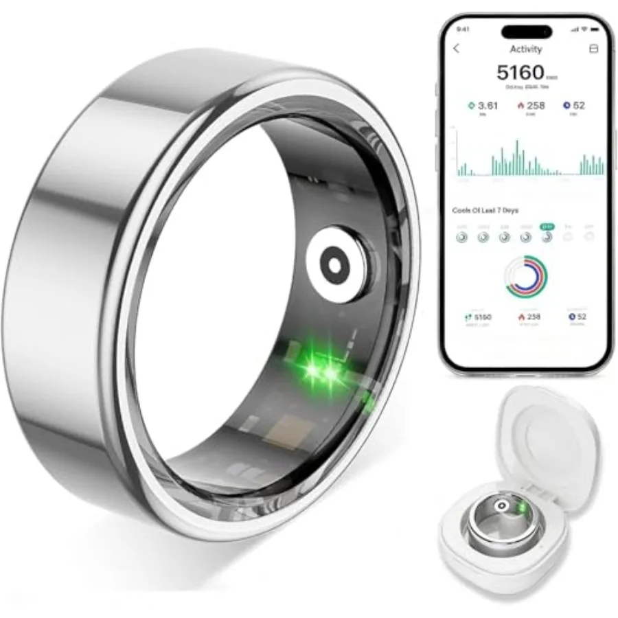 

Smart Ring for Women Men Fitness Tracker Ring with Heart Rate Sleep Monitoring Blood Oxygen Step Counting for iOS and Android N