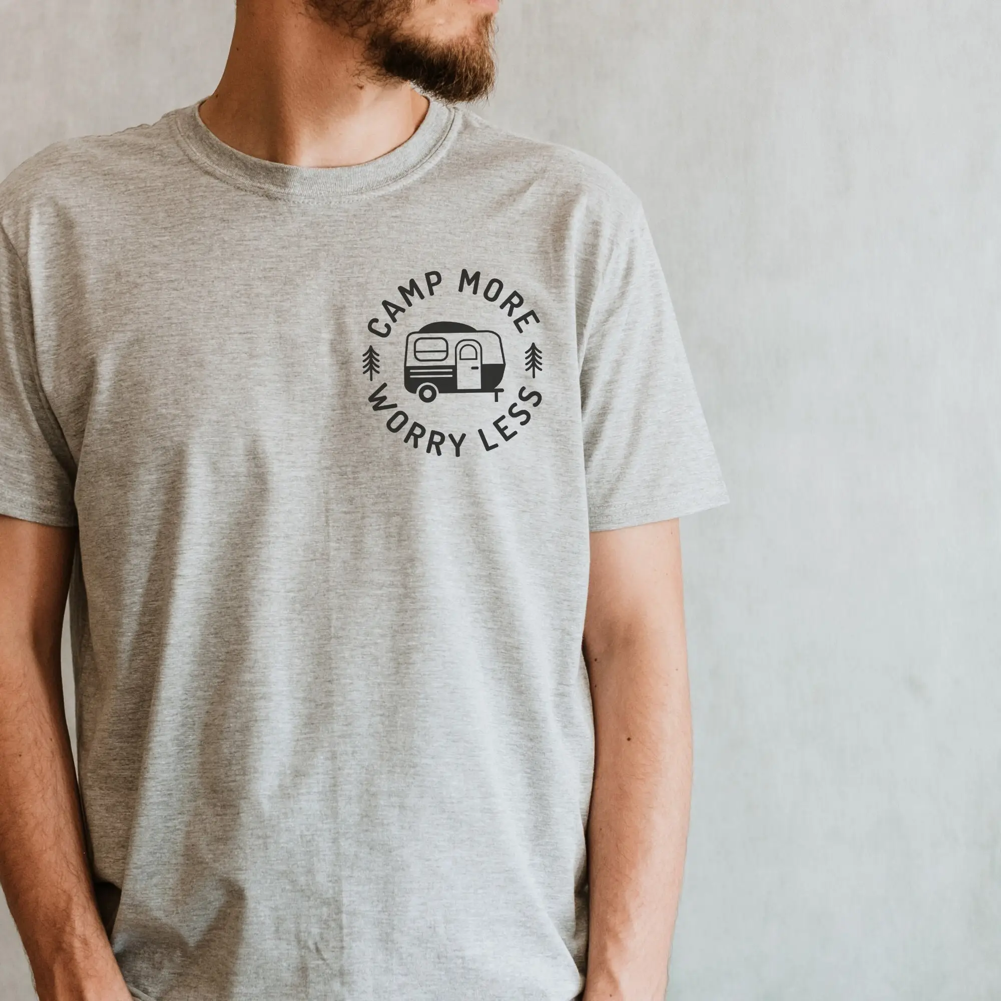 Camping T Shirt Camp More Worry Less Outdoor Retro Vanlife