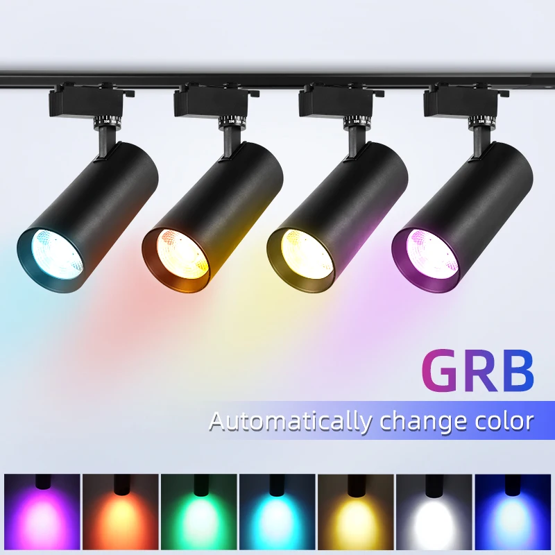 RGB Track Light LED 7 Colors Lighting Whole Set For Studio Stage Pube Clothing Store Spotlights 220V Ceiling Light Rail Led Lamp