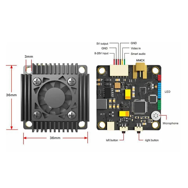 AKK-transmisor de 5,8 Ghz, dispositivo de Ultra largo alcance, 3000Mw, 3W, hasta 10Km, VTX, con ventilador y micrófono, Smartaudio para RC, FPV, Drone, avión