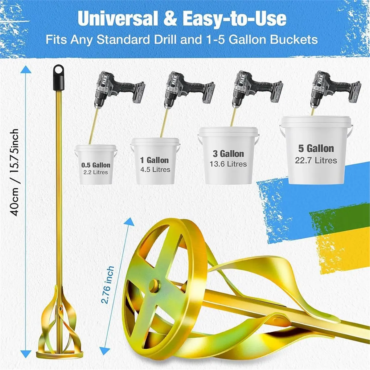 【2026 TOP Global】▼△◑2-Pack Paint Mixer for Drill, 4-Blade 2.76