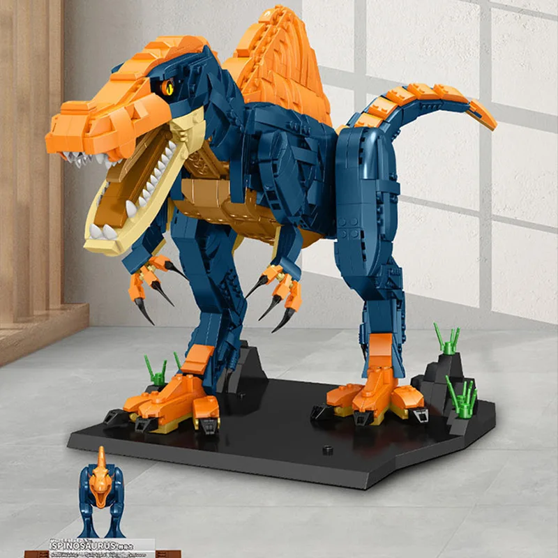 Jurassic Big Dinosaur World Giganotosaurus Tyrannosaurus Rex Therizinosaurus Model Building Blocks Triceratops Dino Bricks Toys