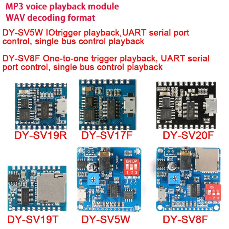 Module de lecture vocale DY-SV5W DY-SV8F, lecteur de musique MP3, Format de décodage WAV 5W, contrôle de Port série UART pour Arduino DY-SV17