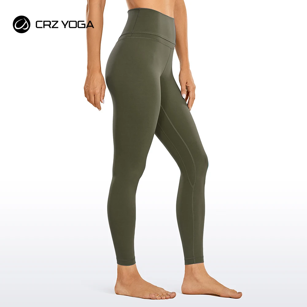 CRZ-pantalones de YOGA ajustados de gran altura para mujer, Leggings de Fitness de alta elasticidad, sensación desnuda, entrenamiento, 25 pulgadas