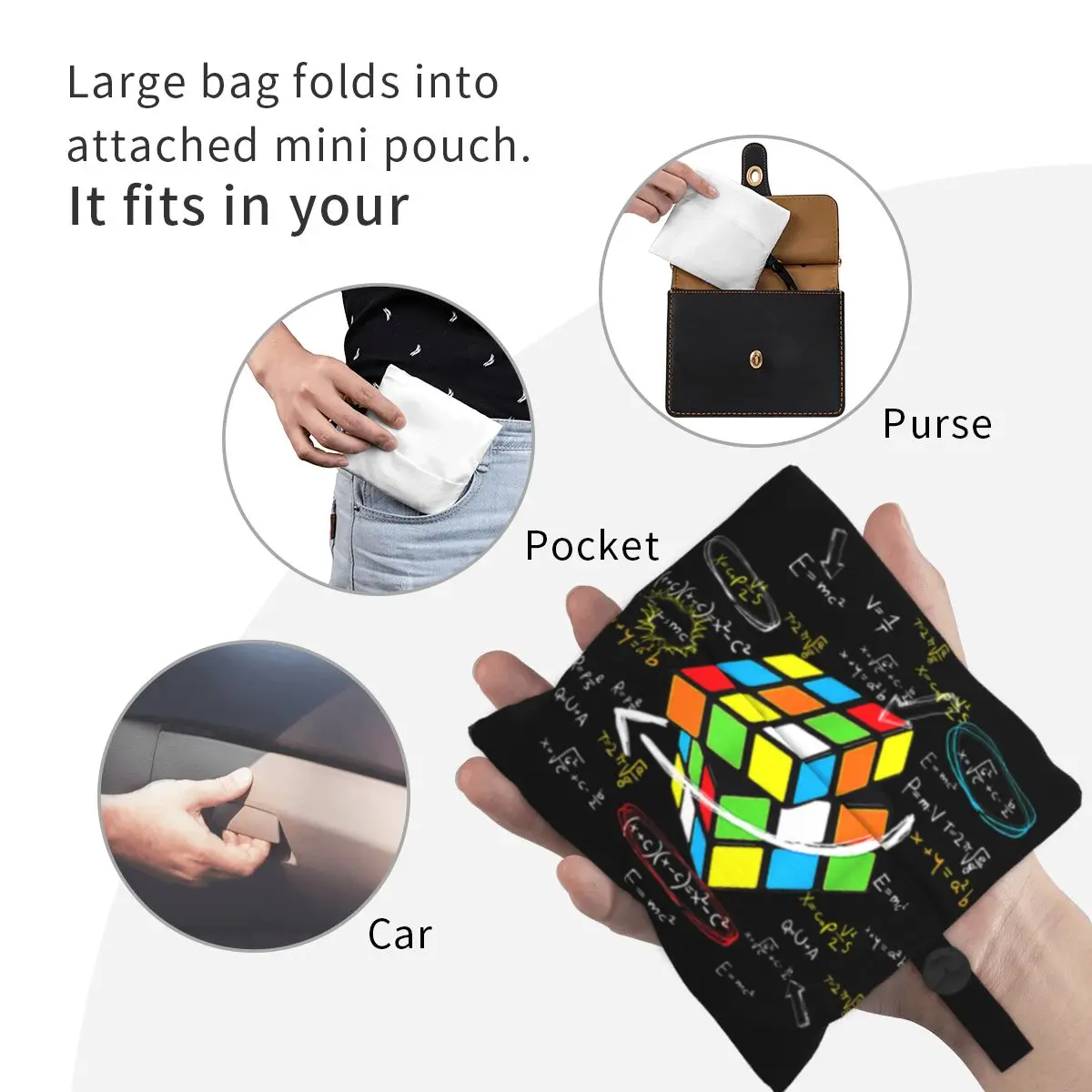 Bolso de compras de matemáticas personalizado para mujer, gorras de cubo de Rubik Rubix, bolso de compras divertido, bolsos de compras de gran capacidad