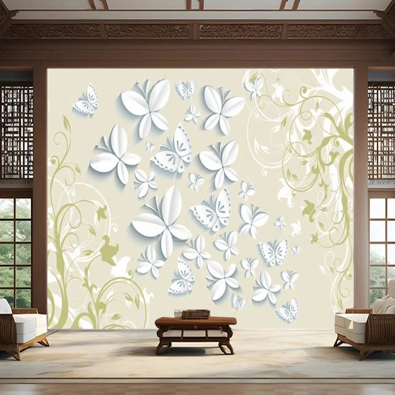 Modern Minimalist 3D Three-Dimensional Hand-Drawn Butterfly Flower Geometric Lines Flower TV Coffee Shop Wall Decoration Paintin