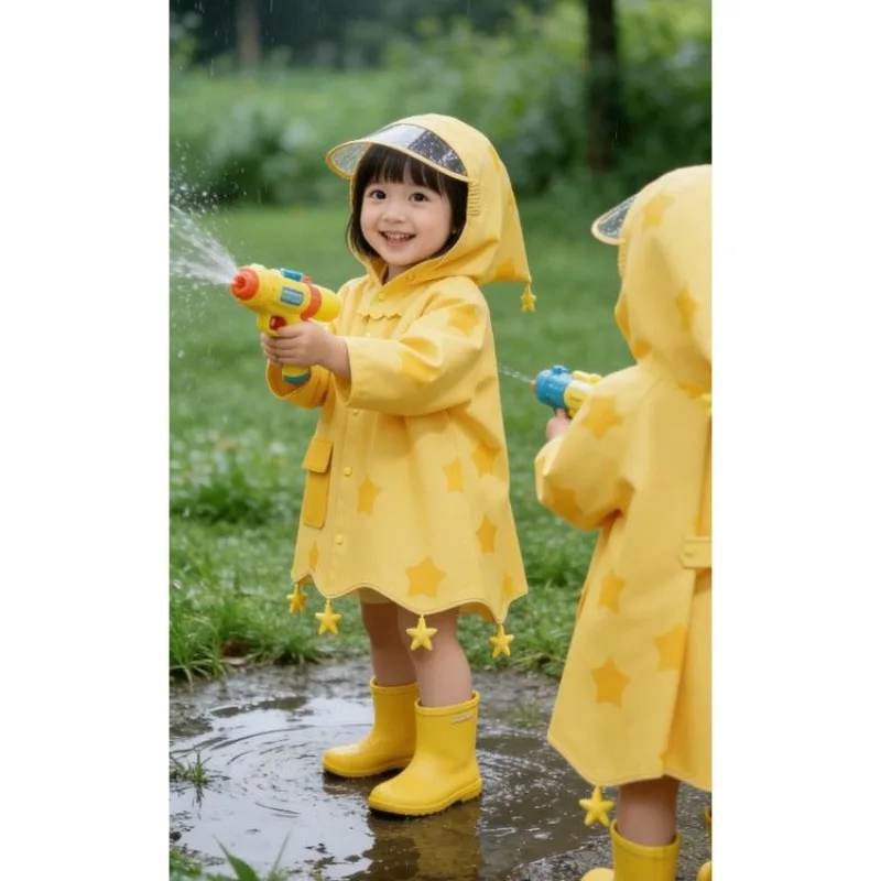 Children's raincoats Kindergarten rainproof clothes New primary school students Baby cute stars
