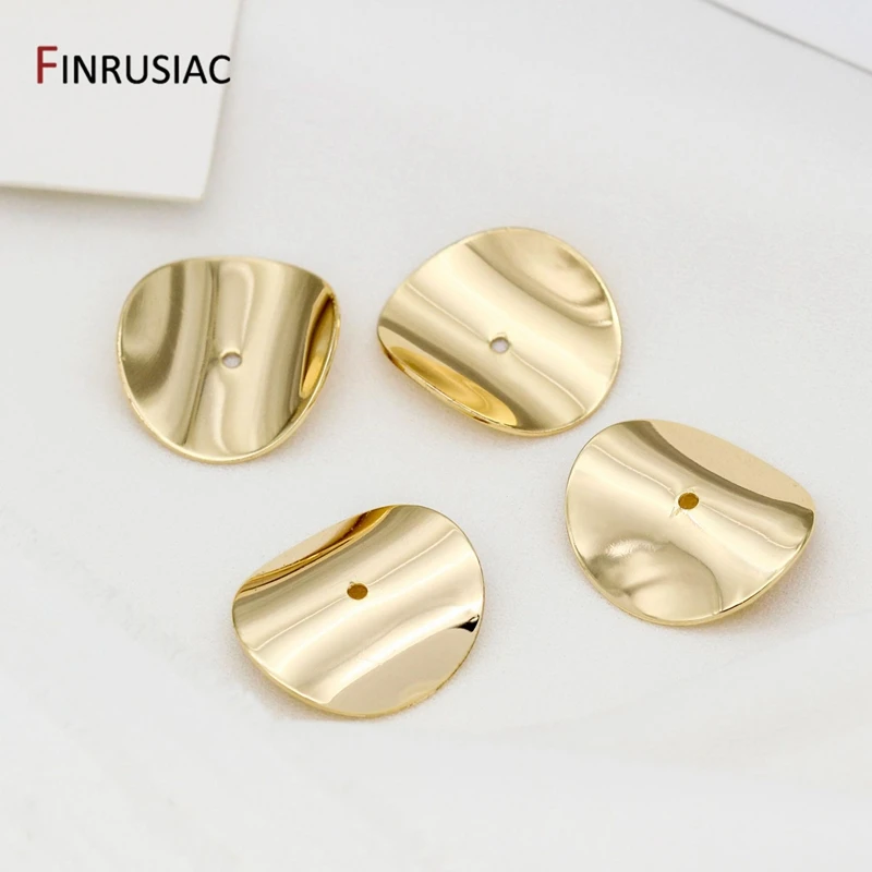 10PCS/Lot 14K Gold Plated Smooth Wavy Brass Sheet Accessories For Jewelry Making DIY Earring Findings