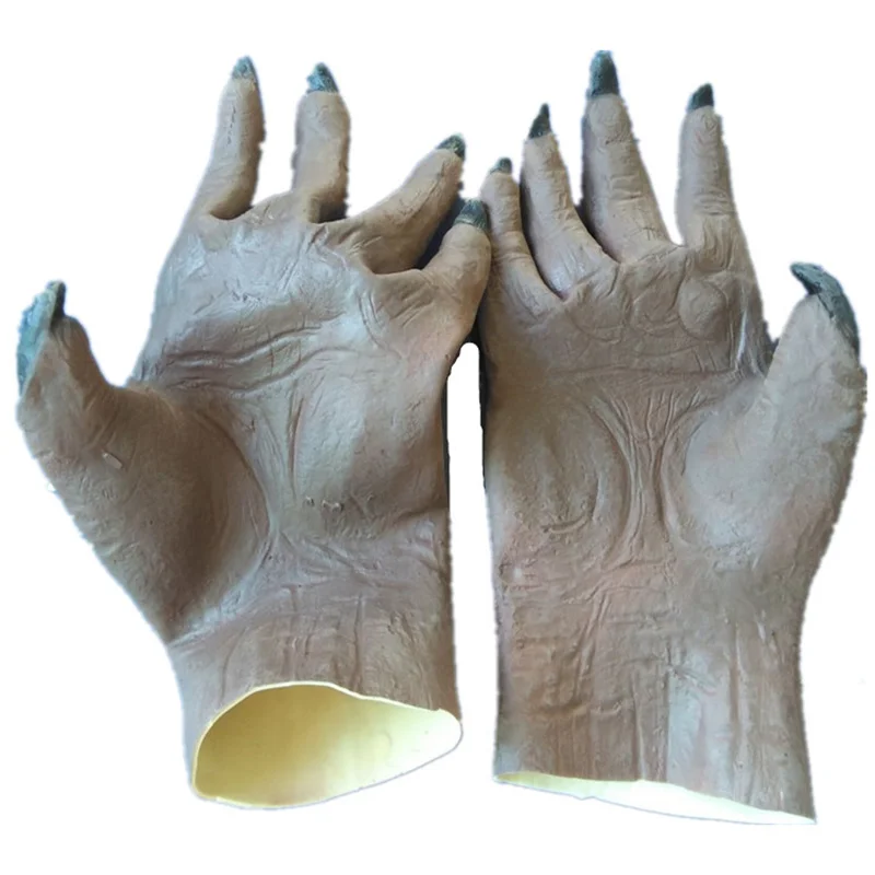 Halloween Latex Werewolf Gloves Horror Wolf Claw Foot Cover Animal Paws Gloves Animal Festival Cosplay Latex Horrific Costume