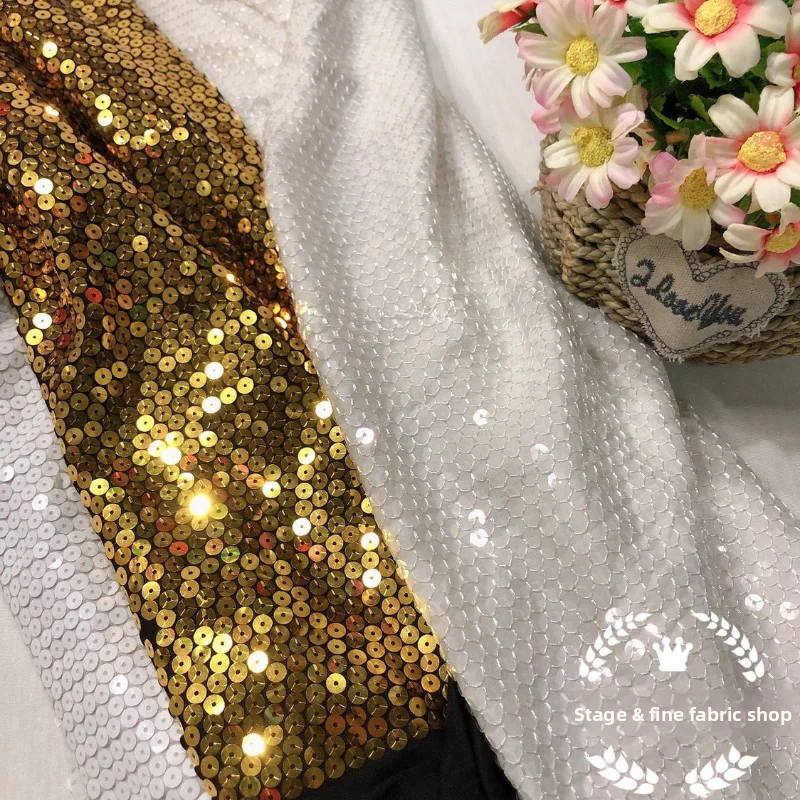 

Sequined Embroidered Stretch Fabric‌ for DIY Sewing Evening Dress Designer Fabrics Stage Costume Clothing Fashion Cloth Material
