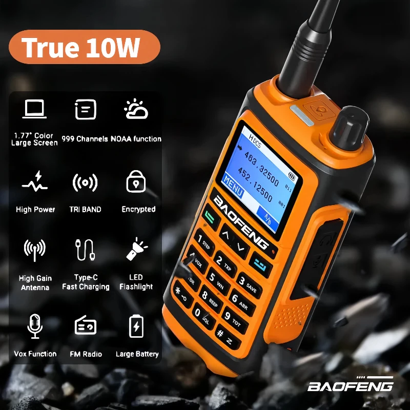 Baofeng UV17 MAX Walkie Talkie portatile, a lungo raggio, Radio HAM 5W, Radio FM professionale bidirezionale per la caccia, AM Six Band, UV-17