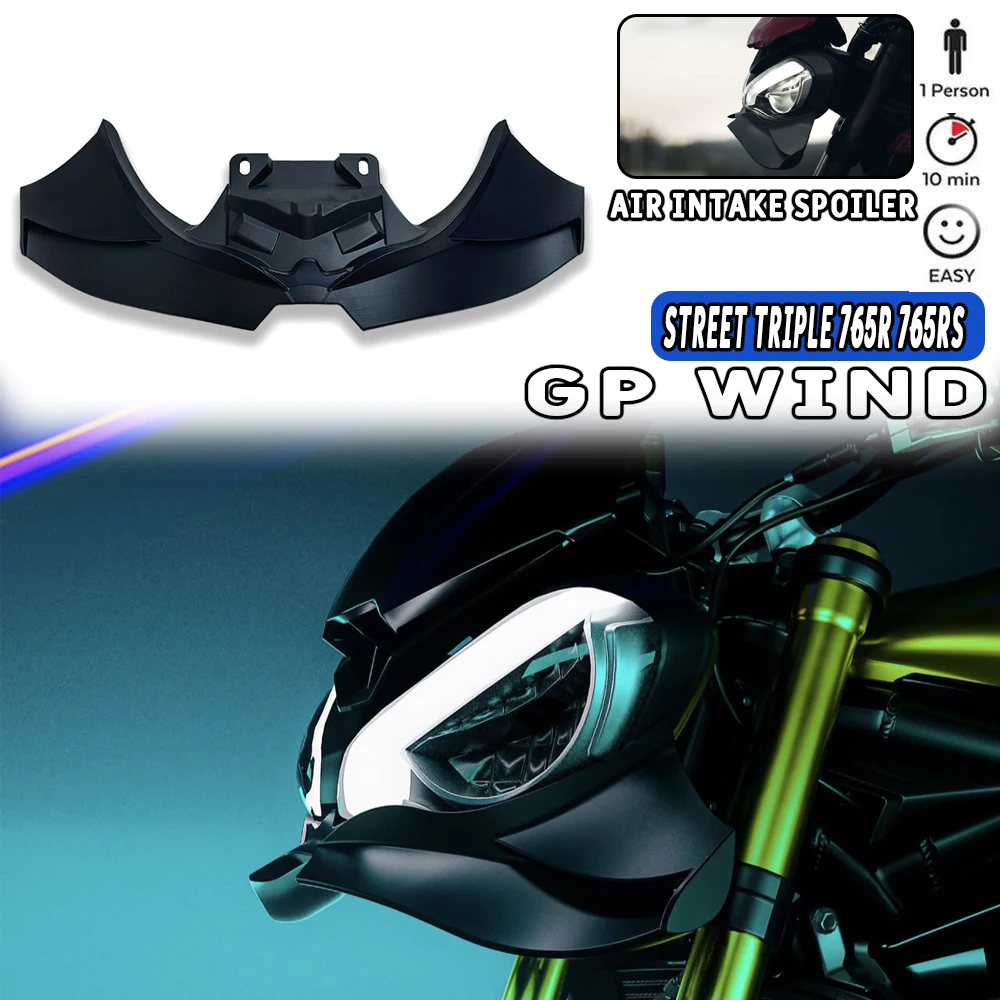 

NEW For Triumph Street Triple 765R 765RS 2020-2025 Motorcycle Black Naked Front Spoiler Winglet Aerodynamic Wing Kit Spoiler