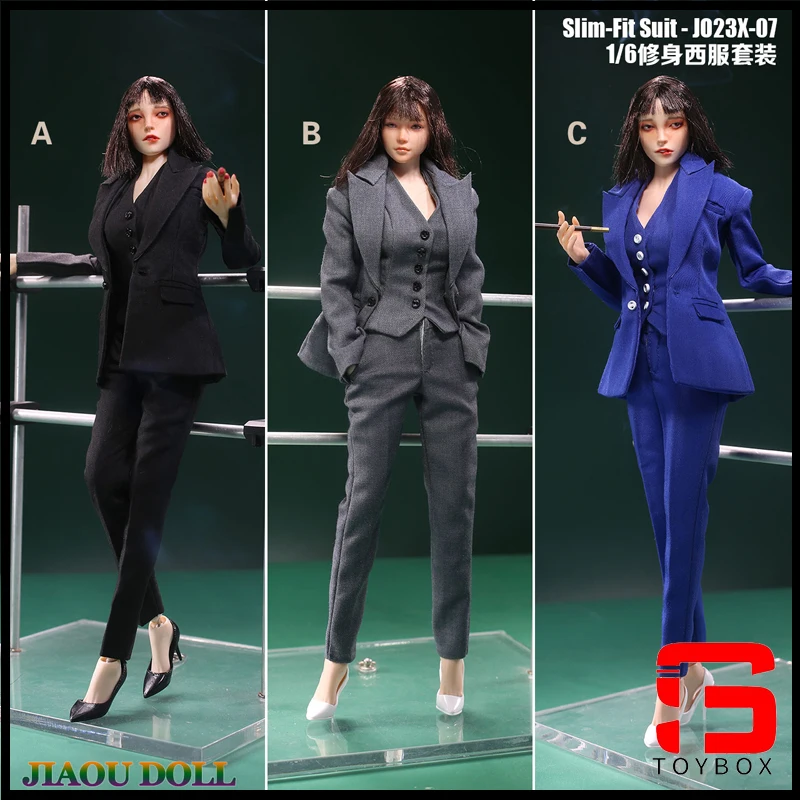 

JIAOU DOLL JO23X-07 1/6 Scale Female Office Lady Slim Fitting Suit Set Clothes Model Fit 12-inch Sodier Action Figure Body