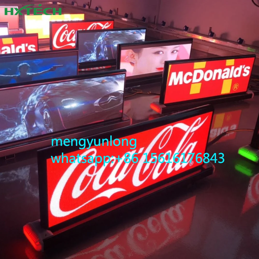 

HXTECH Hight Brightness Car Top LED Billboard Light Weight Double-side Taxi Top Car Roof Led Display