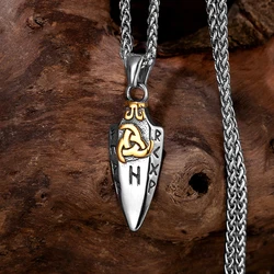 Punk Norse Odin's Spear Necklaces Vikings Runes Gungnir Arrowhead Pendant Men Stainless Steel Scandinavian Amulet Jewelry Gifts