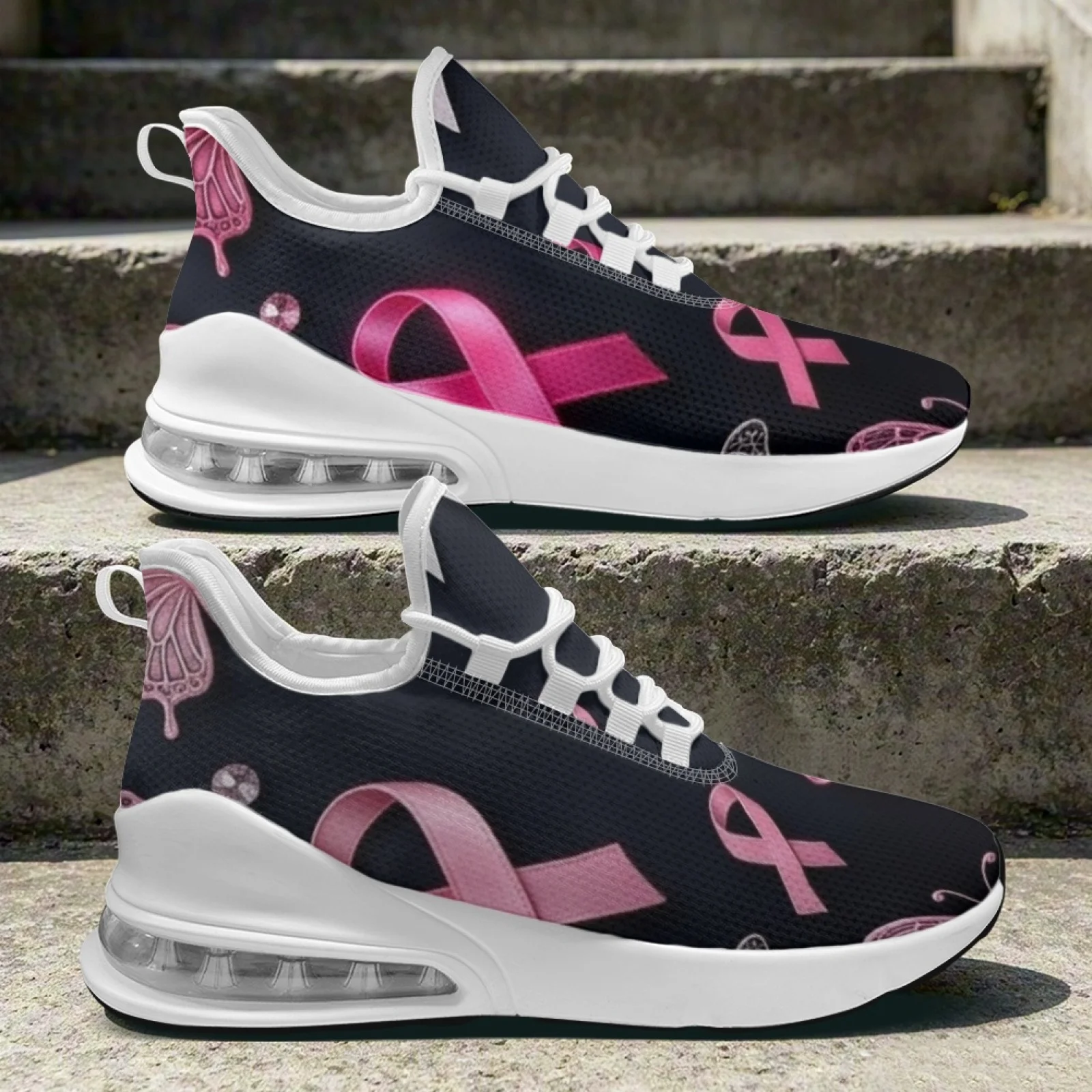 PENSTROLL Mesh & EVA Comfortable Nurse Snakers Lightweight Women Sneakers for Womens Running Breast Cancer Print